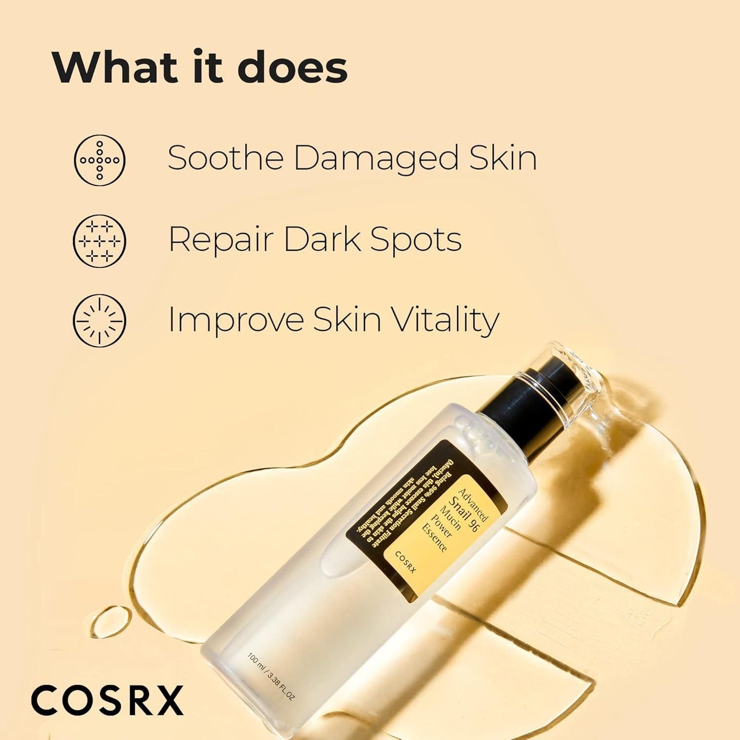 Snail 96 Mucin Power Essence, Advanced Korean Skin Care Serum – Brightens, Repairs, Fades Dark Spots, Deep Hydration, Suitable for All Skin Types – 100ml