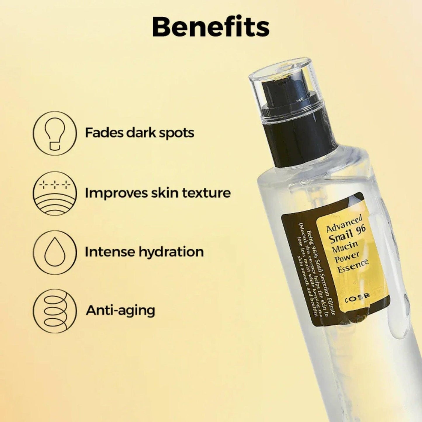 Snail 96 Mucin Power Essence, Advanced Korean Skin Care Serum – Brightens, Repairs, Fades Dark Spots, Deep Hydration, Suitable for All Skin Types – 100ml