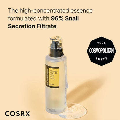 Snail 96 Mucin Power Essence, Advanced Korean Skin Care Serum – Brightens, Repairs, Fades Dark Spots, Deep Hydration, Suitable for All Skin Types – 100ml